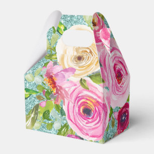 Caixinha De Lembrancinhas Rosas de aquarela rosa e creme