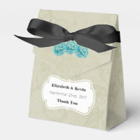 Rosas de Aquarela Teal em Obrigados de Casamento t