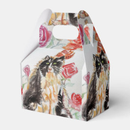 Caixinha De Lembrancinhas Rosas de Gato Tuxedo Flores Gatos Gatos Rosa