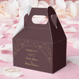 Caixinha De Lembrancinhas Rosas Douradas Elegantes Chocolate Marrom Casament