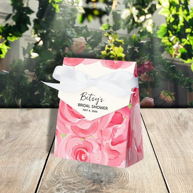 Caixinha De Lembrancinhas Rosas em Aquarela Estilo Tenda (3" x 1.5" x 3.25" tent style ribbon closure favor boxes ready to personalize for your occasion.
)