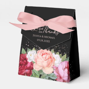 Caixinha De Lembrancinhas Rosas Florais Elegantes Casamento de Caligrafia Ne