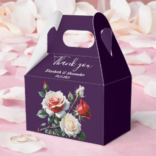 Caixinha De Lembrancinhas Rosas florais vermelhas brancas rosa escuro casame