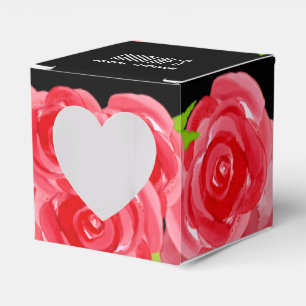 Caixinha De Lembrancinhas Rosas Vermelhas em Aquarela Floral Quadrado