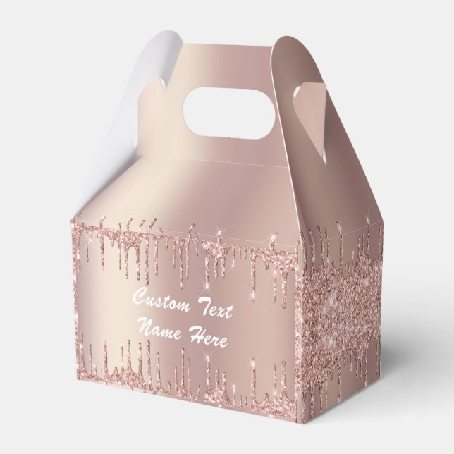 Caixinha De Lembrancinhas Rose Gold Glitter Texto Personalizado Seu Nome Cai (Verso)