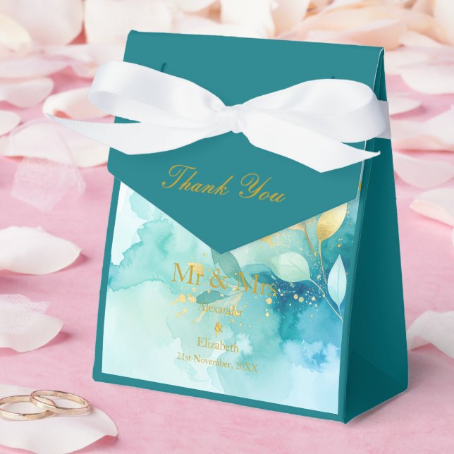 Caixinha De Lembrancinhas Rótulo de Agradecimento Personalizado Dourado Sr & (Casamento)