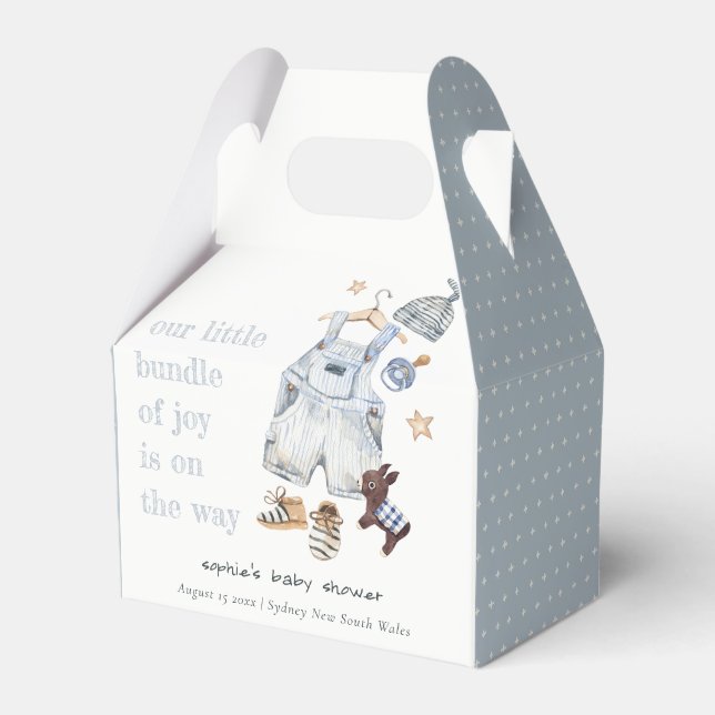 Caixinha De Lembrancinhas Roupas de bebês bonitos essenciais Chá de fraldas  (Frente)