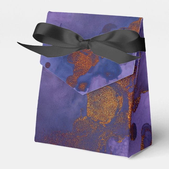 Caixinha De Lembrancinhas Roxo Azul Marinho Escuro e Salpicos de Tinta de Co (Frente)