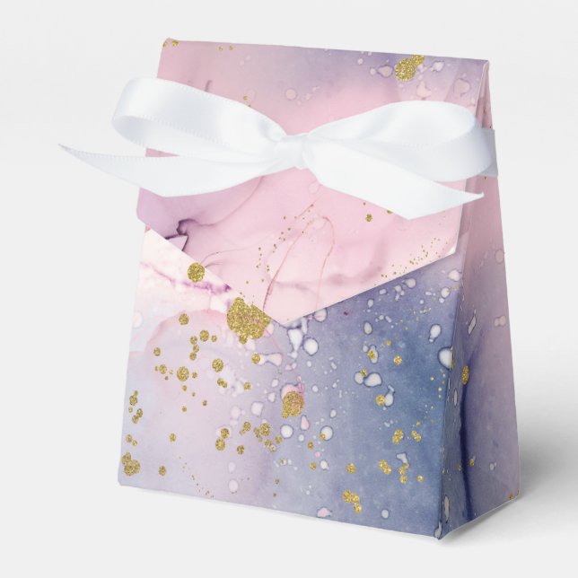 Caixinha De Lembrancinhas Roxo Etéreo Perolado Rosa Dourado Fantasia Tinta C (Frente)