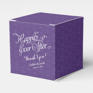 Caixinha De Lembrancinhas Roxo feliz nunca após o casamento personalizado