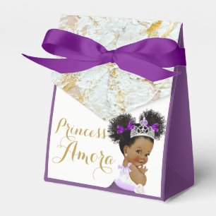 Caixinha De Lembrancinhas Roxo Marble Dourado & White Rico African Princess