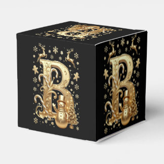 Caixinha De Lembrancinhas Royal Gold Letter B Luxury Snowman Favor Box