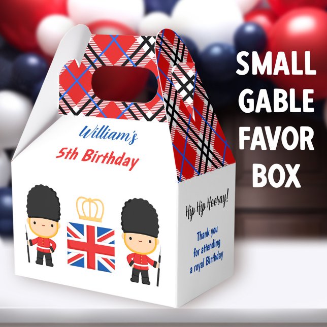 Caixinha De Lembrancinhas Royal London Guarda British Tartan Boy Birthday (Royal London Guards Small Gable Favor Boxes - You can choose from 3 sizes of these gable favor boxes)