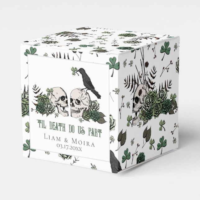 Caixinha De Lembrancinhas Rua Gótica. Patricks Day Floral Skull Irish Weding (Frente)