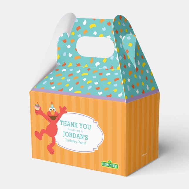 Caixinha De Lembrancinhas Rua Sésamo | Aniversário de Elmo - Cupcake e Confe (Frente)