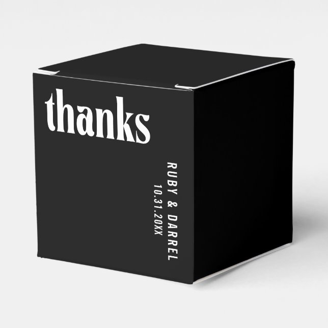 Caixinha De Lembrancinhas Ruby Black Modern Wedding (Frente)