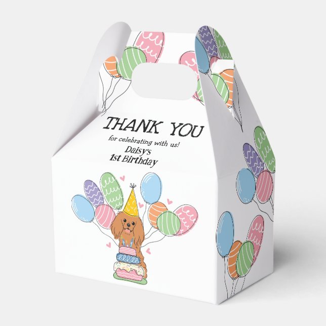 Caixinha De Lembrancinhas Ruby Cavalier King Charles Spaniel Obrigado (Frente)