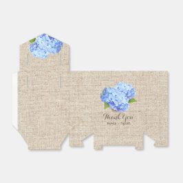 Caixinha De Lembrancinhas Russo Blue Hydrangea Flower Burlap Obrigado