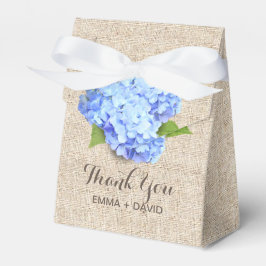 Caixinha De Lembrancinhas Russo Blue Hydrangea Flower Burlap Obrigado