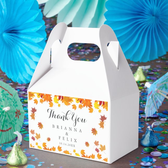 Caixinha De Lembrancinhas Rustic Autumn Leaves Wedding (Festa)