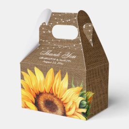 Caixinha De Lembrancinhas Rustic Burlap Sunflower Weding Box