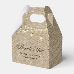 Caixinha De Lembrancinhas Rustic Country Burlap Lights Casamento Obrigado