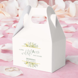 Caixinha De Lembrancinhas Rustic Golden Frame Wildflower on Way  Baby Shower