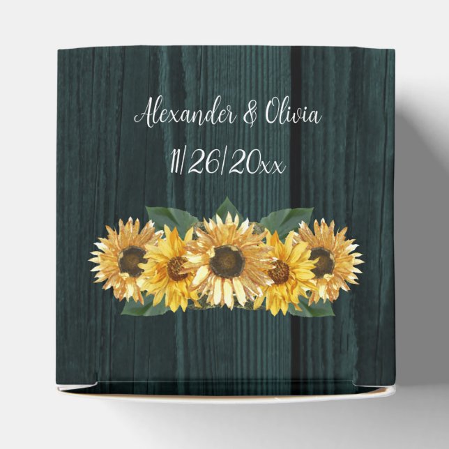 Caixinha De Lembrancinhas Rustic Teal Sunflower Weding Box (Topo)