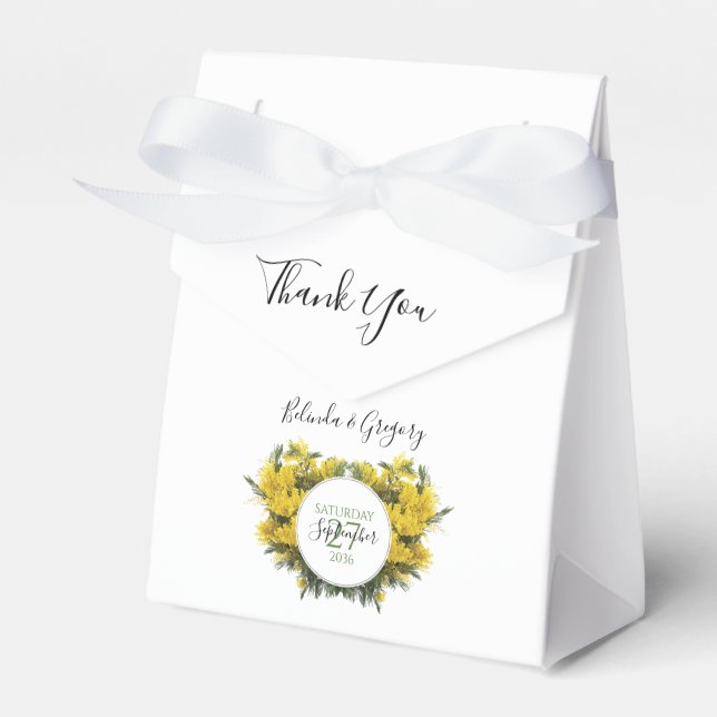 Caixinha De Lembrancinhas Rustic Wattle Acacia Wedding (Frente)