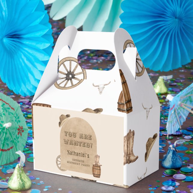 Caixinha De Lembrancinhas Rustic western cowboy you are wanted birthday  (Festa)