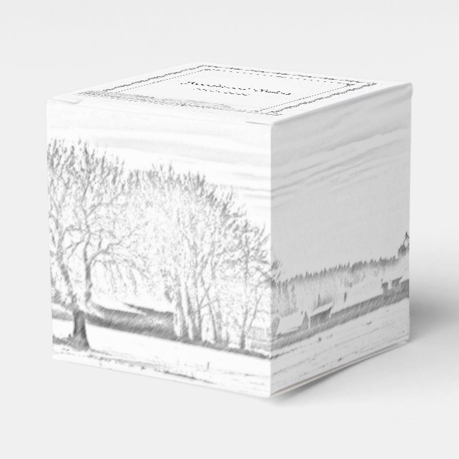 Caixinha De Lembrancinhas Rustic Winter Wonderland Weding Box (Frente)