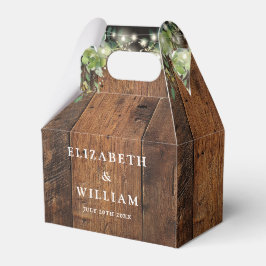 Caixinha De Lembrancinhas Rustic Wood String Lights Greenery Wedding