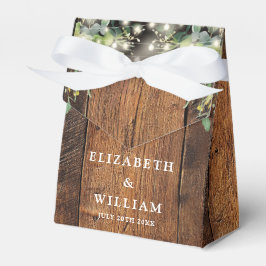 Caixinha De Lembrancinhas Rustic Wood String Lights Greenery Wedding