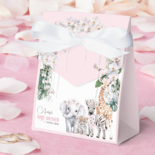 Caixinha De Lembrancinhas Safari Animal Tropical Flor, Chá de fraldas Rosa