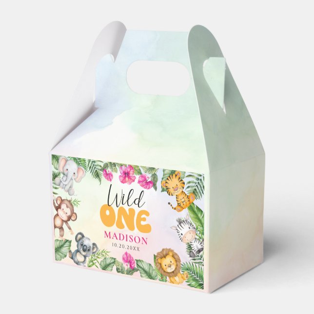 Caixinha De Lembrancinhas Safari Wild One 1rua Aniversário (Frente)