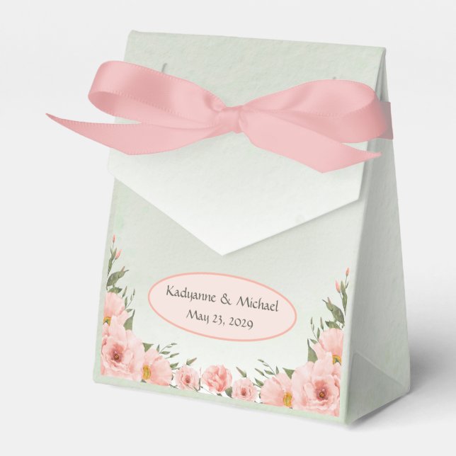 Caixinha De Lembrancinhas Sage Green e Peach (Frente)