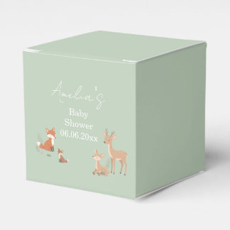 Caixinha De Lembrancinhas Sage Green Woodland Animal Baby Shower 