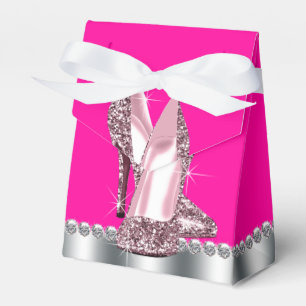 Caixinha De Lembrancinhas Sapato de salto alto glitter rosa elegante