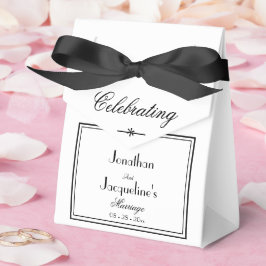 Caixinha De Lembrancinhas Script Elegante Simples Clássico Casamento Branco