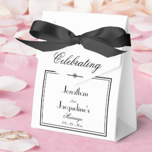 Caixinha De Lembrancinhas Script Elegante Simples Clássico Casamento Branco