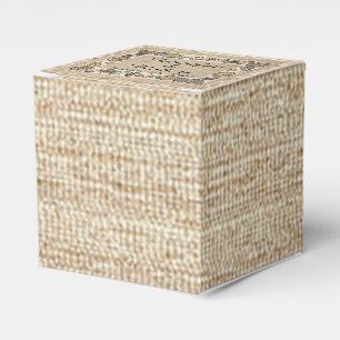 Caixinha De Lembrancinhas Seashell Border em Brown Weave Wedding