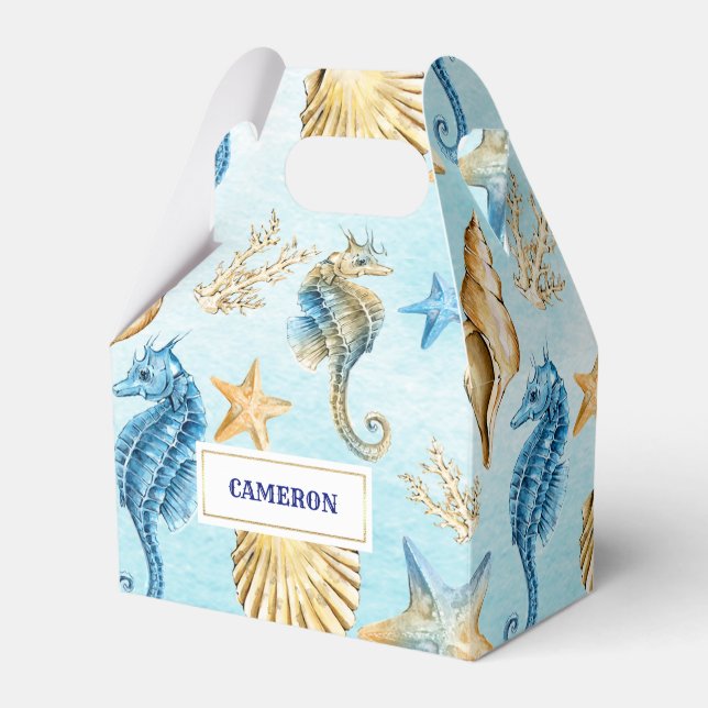 Caixinha De Lembrancinhas Seashells Pattern Beach Casamento Boxes (Frente)