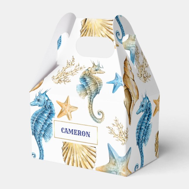 Caixinha De Lembrancinhas Seashells Pattern Beach Casamento Boxes (Frente)