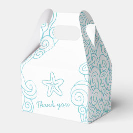 Caixinha De Lembrancinhas Seastar swirl aqua branco favor do casamento