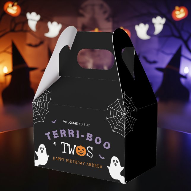 Caixinha De Lembrancinhas Segundo aniversário de Halloween Terri-Boo Twos Gh (Halloween 2nd Birthday Terri-Boo Twos Ghost Gothic Favor Boxes
)