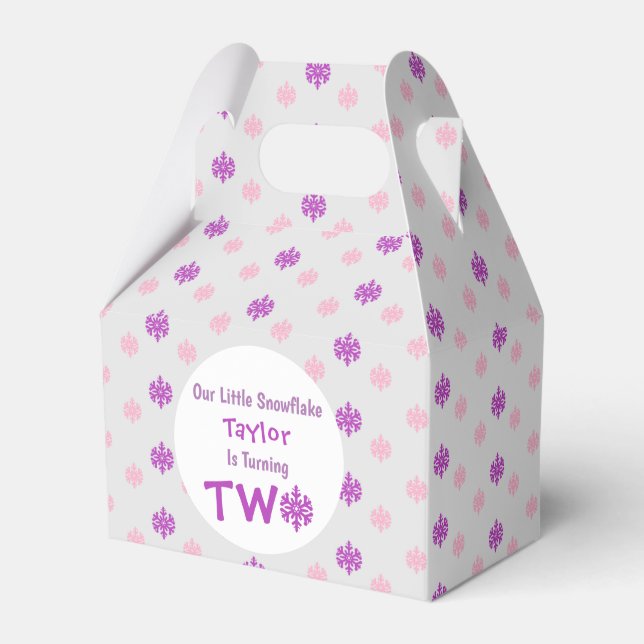 Caixinha De Lembrancinhas Segundo aniversário Pequeno Floco de Neve (Frente)