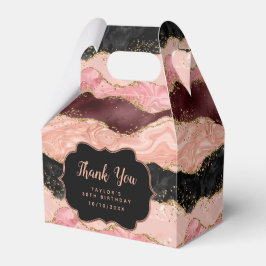 Caixinha De Lembrancinhas Sequências Pretas e Rosa Agitam Aniversário Obriga