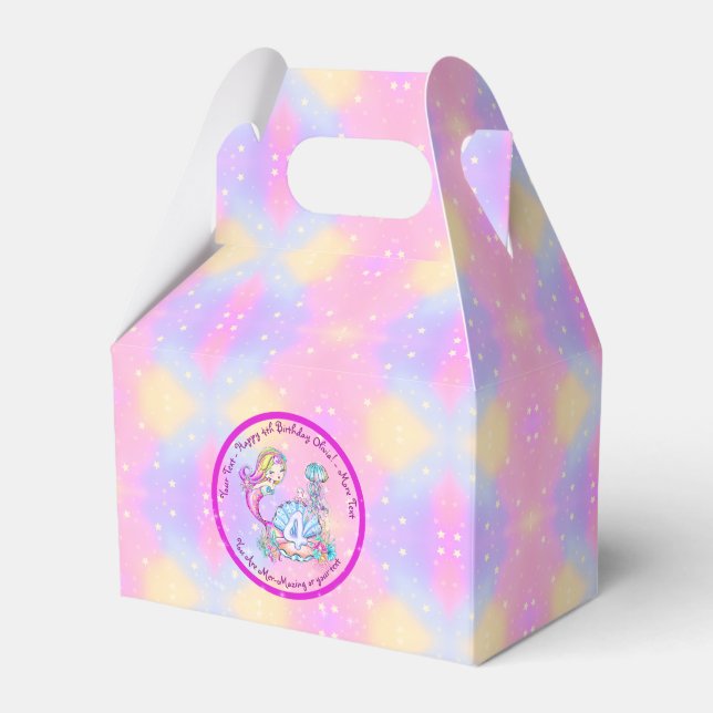 Caixinha De Lembrancinhas Sereia 4º Aniversário Alterar Editar Personalizar  (Frente)