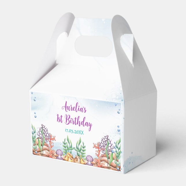 Caixinha De Lembrancinhas Sereia primeiro aniversario Do Mar (Frente)