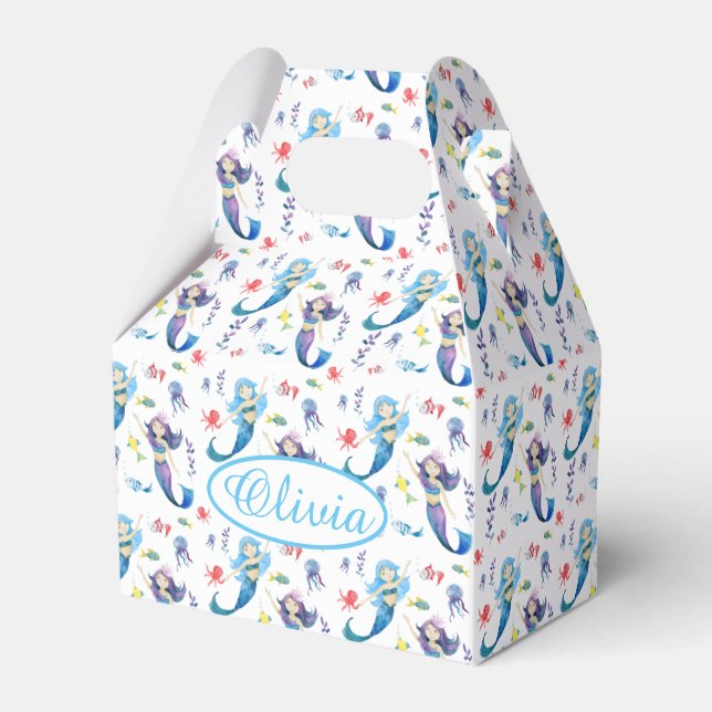 Caixinha De Lembrancinhas Sereias Cutas Sob O Mar (Frente)